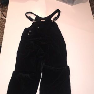 Vintage Ann Taylor black velvet overalls